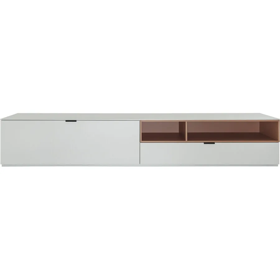 Lowboard Setup Grau/Schwarz Holz/Metall 231 cm 41 cm 44 cm - Farbe: lichtgrau/schwarz - Material: Holzwerkstoff/Metall - Möbel Konfigurator: