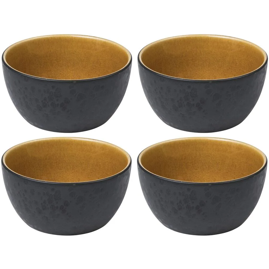 Schalen-Set BITZ Schwarz/Bernstein Steinzeug D 14 cm 4 Stk