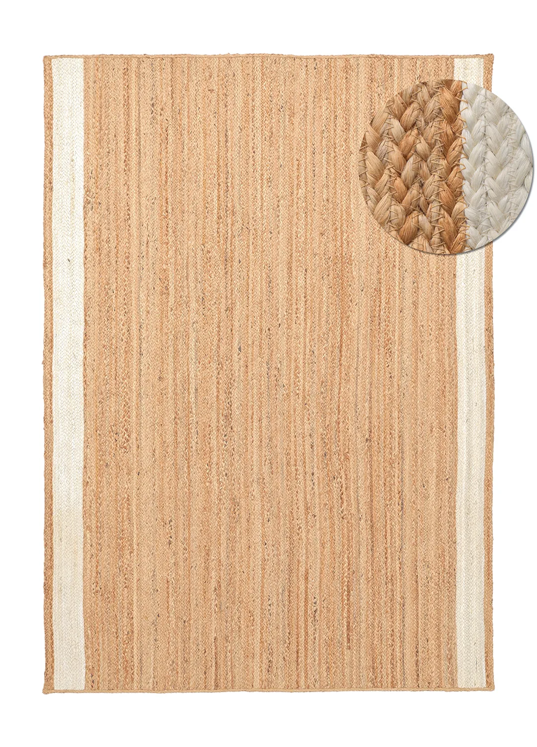 Juteteppe - Senaki (natur/hvit) (Størrelse: 80 x 150 cm)