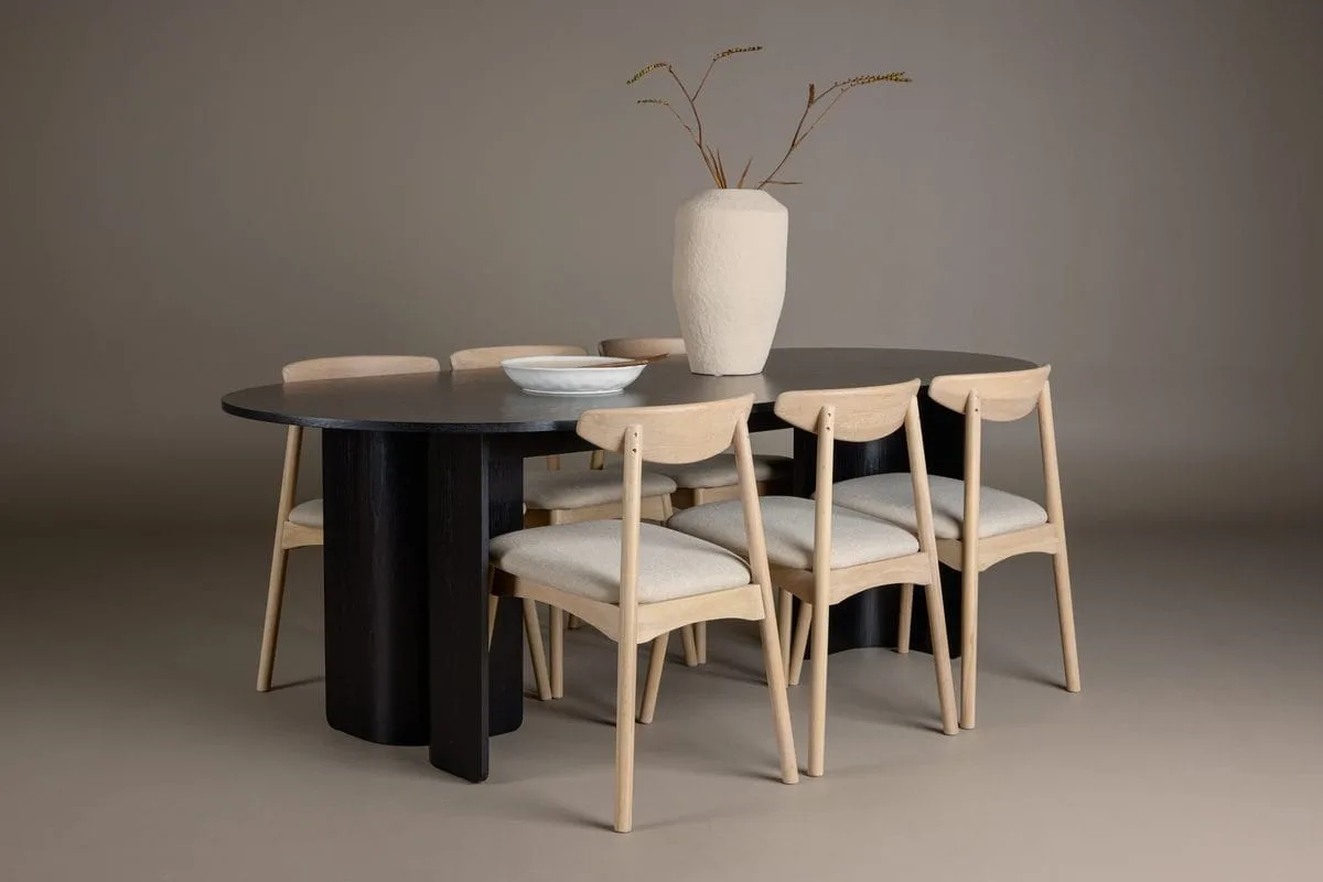 Rektangulär Matgrupp Tyresö 220 cm med 6 Ven Stolar - Svart/whitewash