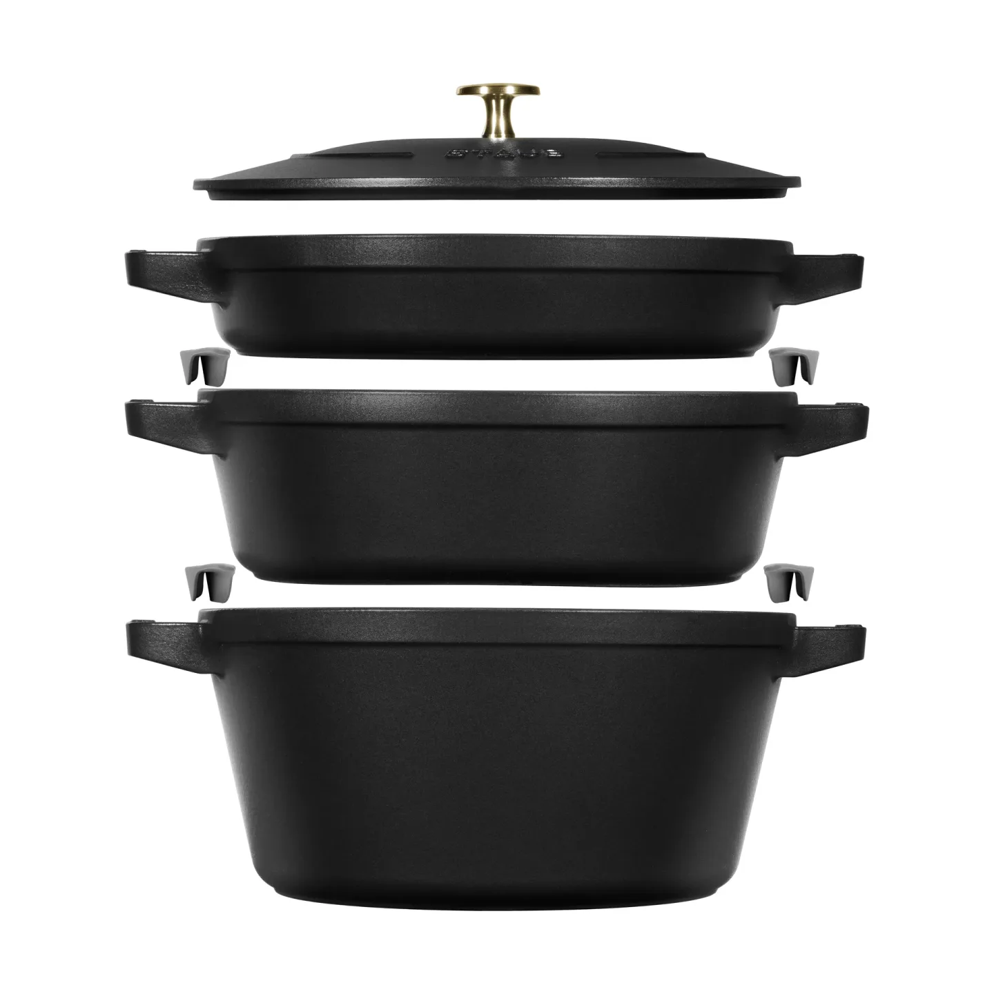 STAUB Staub Gryt & kastrullset stapelbara 5 delar Svart