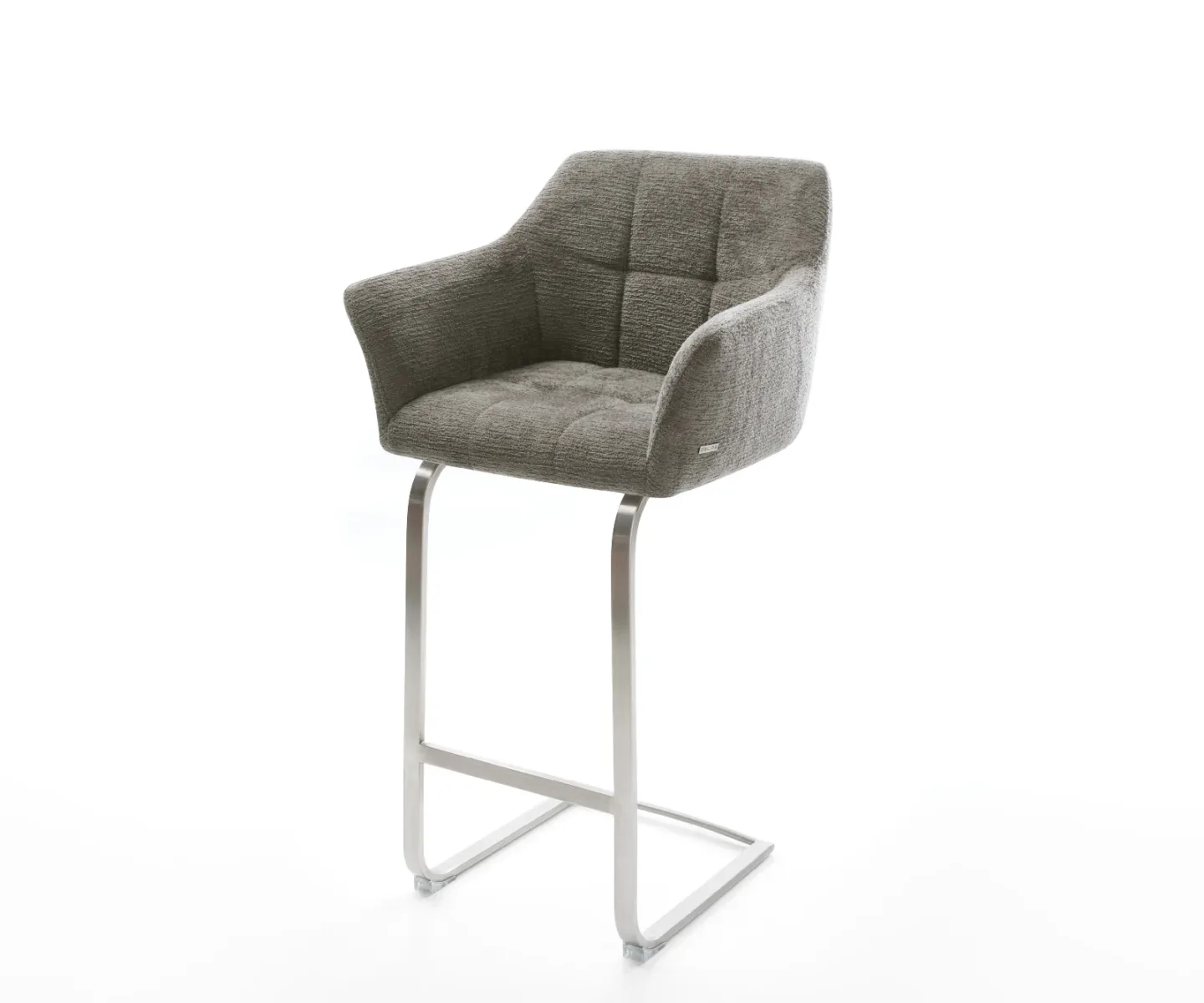 Barstuhl Yulo-Flex Bouclé Soft Schlamm Freischwinger Flach Edelstahl Silberfarben