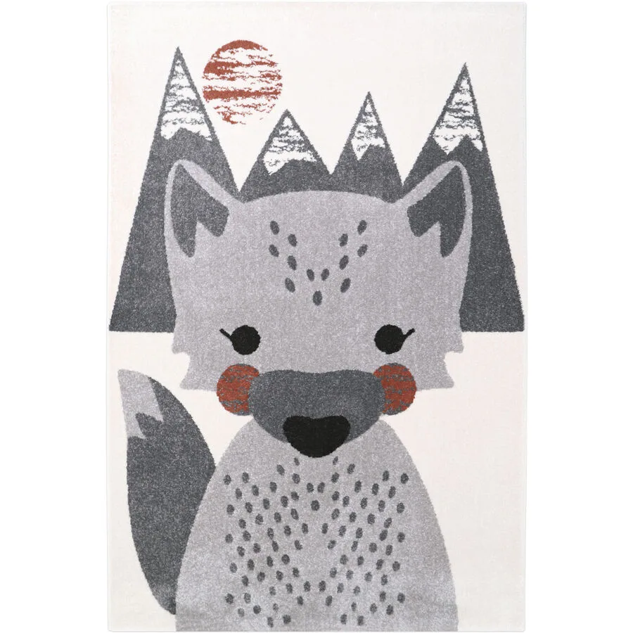 Kinderteppich Betsy grey Polypropylen Tiermuster 120 x 170 cm