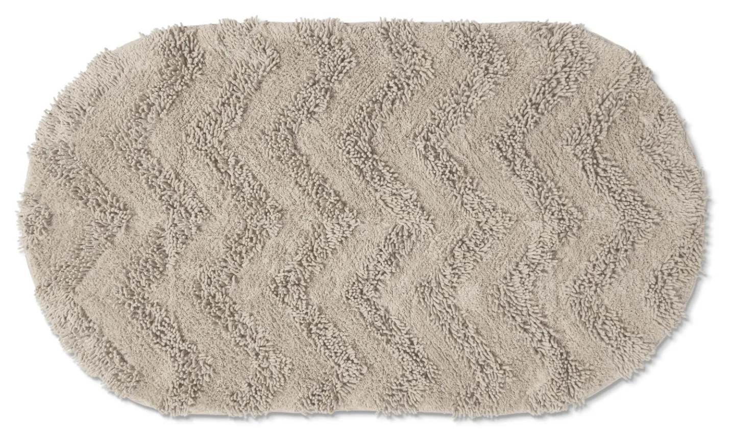 Oval baderomsmatte - Tressa (beige) (Størrelse: 80 x 140 cm)