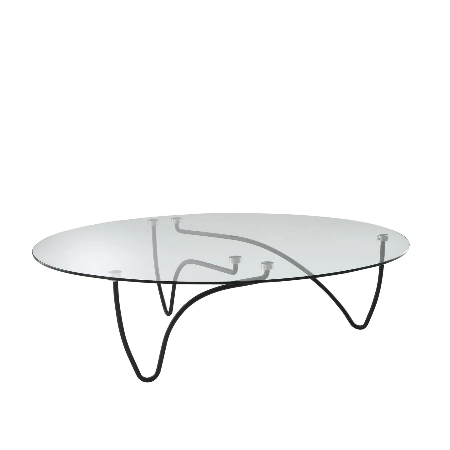 Ligne Roset - Rythme Oval Table - Clear Glass Top/Black Lacquered Base - Soffbord - Angie Anakis - Transparent - Glas/Metall