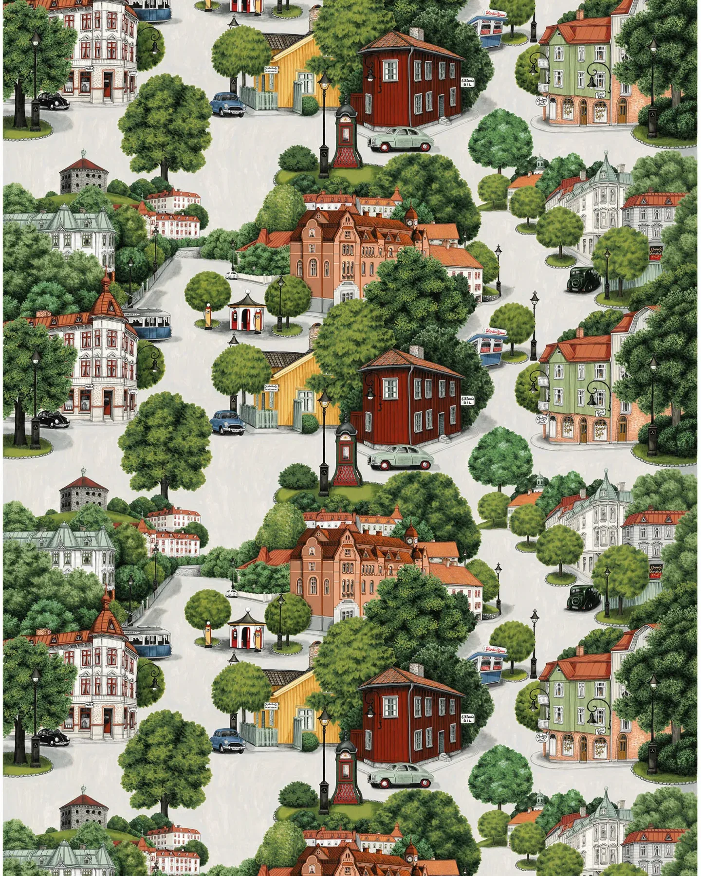 Arvidssons Textil Sommarstad tyg Grön