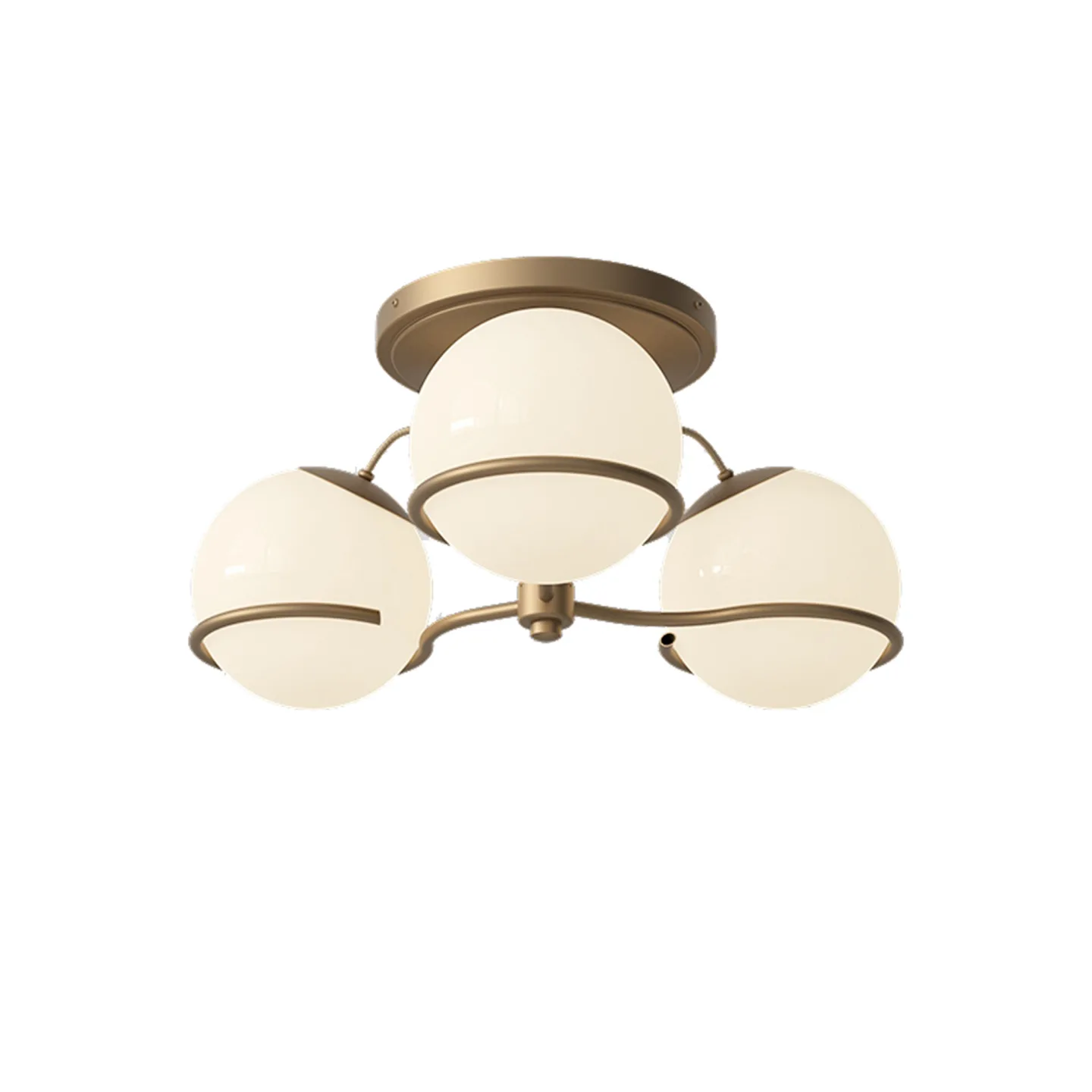 Astep - Model 2042/3, 6 Opaline Spheres 20 cm, Champagne Mount - Plafonder - Gino Sarfatti - Guld,Vit