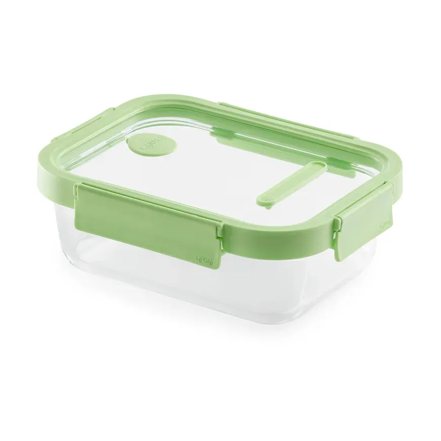 Lékué Lékué rechteckige Lunchbox Glas 0,64 L Grün