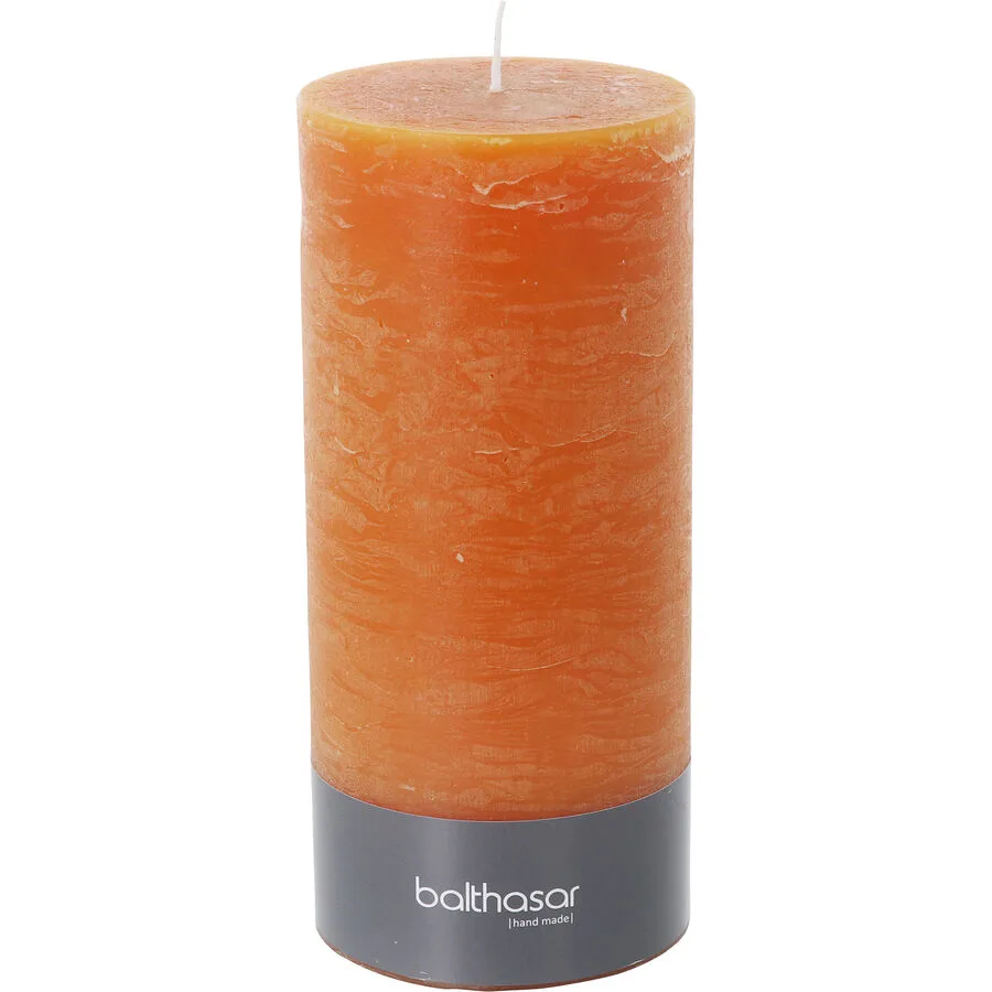 Balthasar Kerze Rustico kürbisorange H20 cm D9 cm, Brenndauer 120h - Material: Wachs