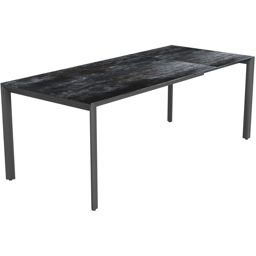 Gartentisch ausziehbar Tropea Keramik Dark Night 140x90 cm - Farbe: Schwarz matt / Dark Night - Material: Keramik/Stahl pulverbeschichtet - Möbel