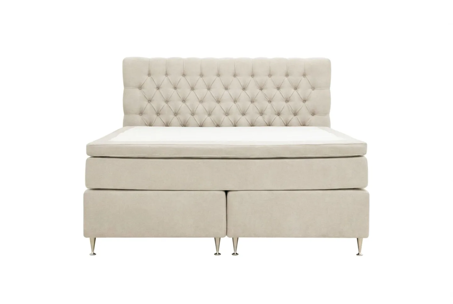 HVILA Lyx Komplett Sängpaket 180x200 cm Kontinentalsäng med knappad sänggavel i chenille - Beige