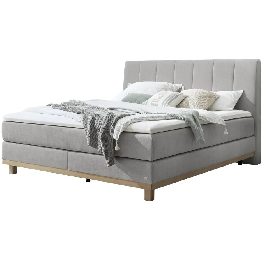Hasena Boxspringbett Estela Light Grey Stoff 200 x 200 cm