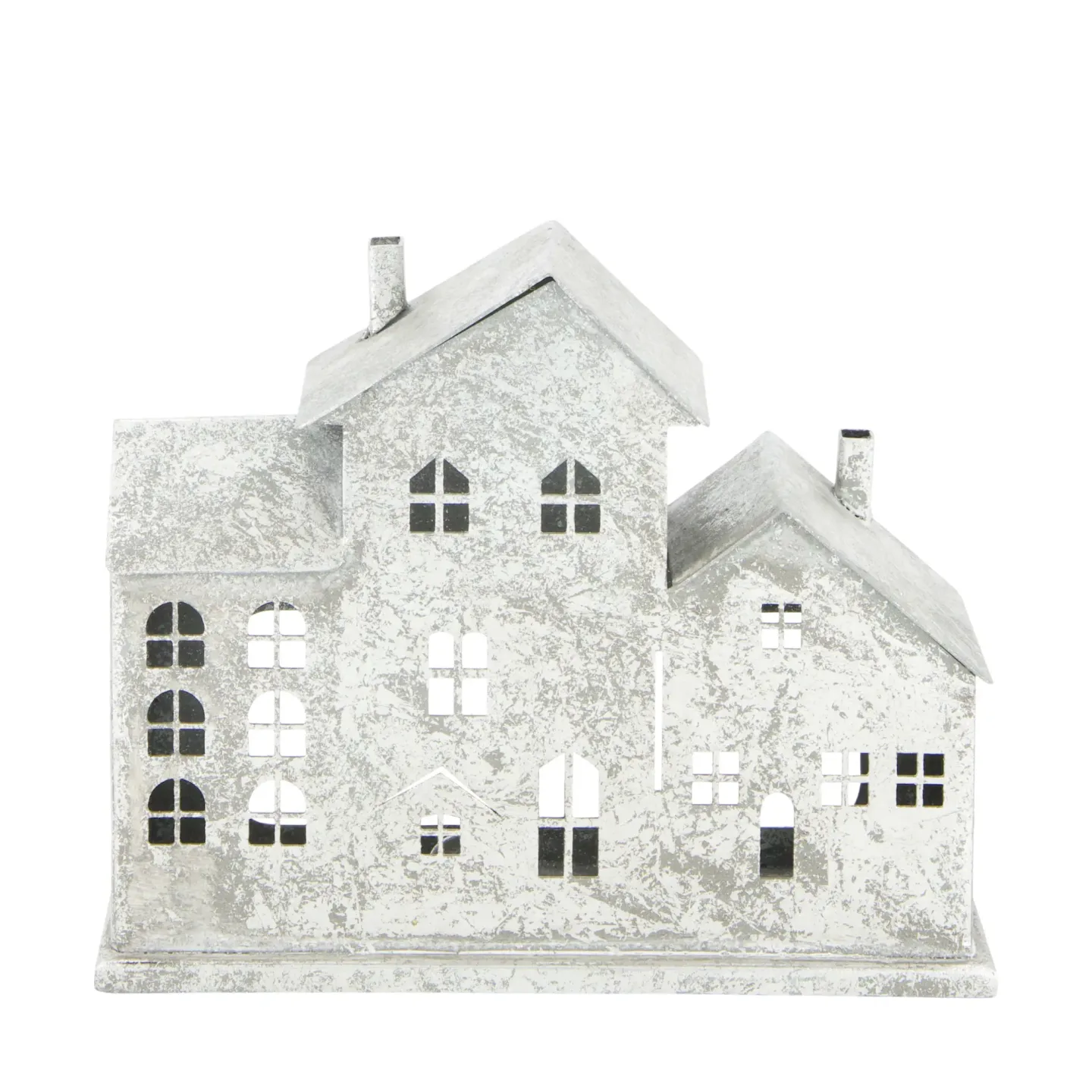 Decofinder Kerzenständer Haus Aus Metall, Silber H: 16 cm | Schubiger Möbel