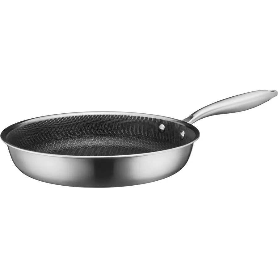 Bratpfanne Hestia Schwarz/Silber Edelstahl D 28cm PFAS frei - Farbe: silber/schwarz