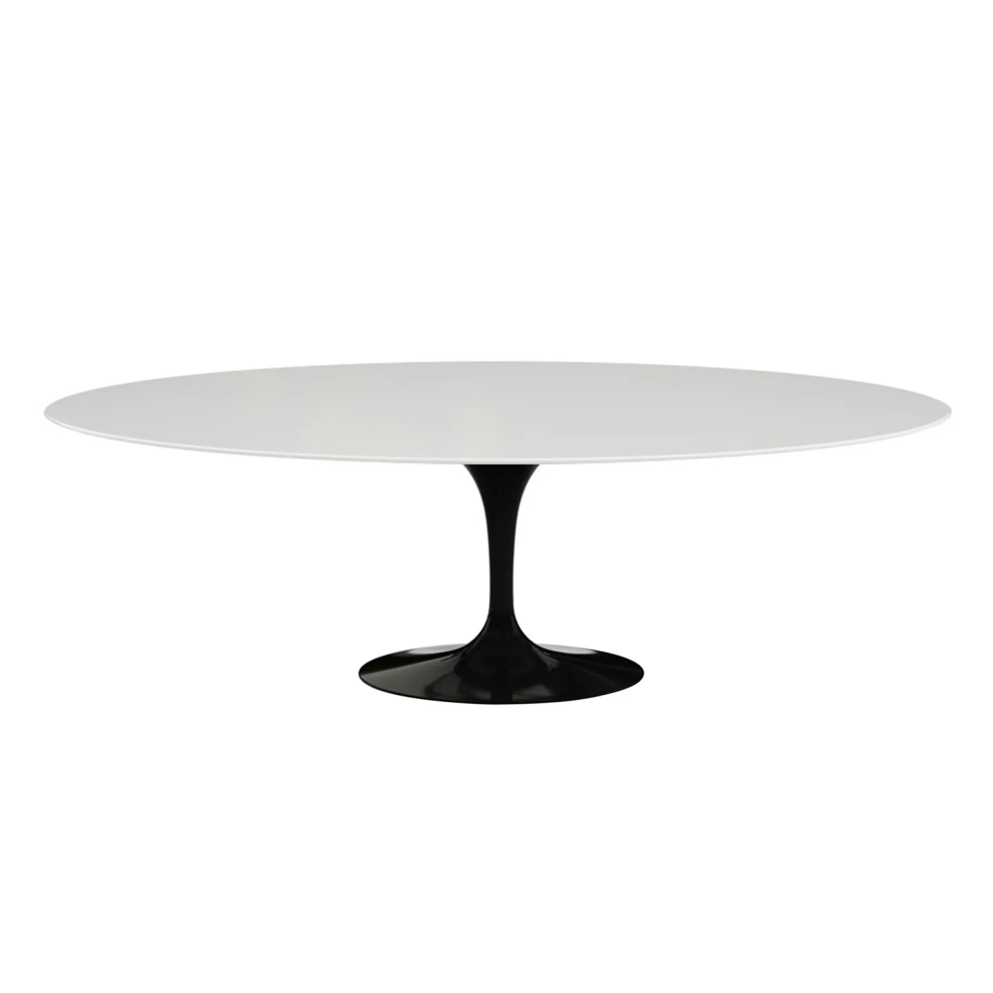 Knoll - Saarinen Oval Table - Matbord, 244 x 137 cm, Svart underrede, skiva i Vit laminat - Matbord - Eero Saarinen - Vit - Laminat/Metall