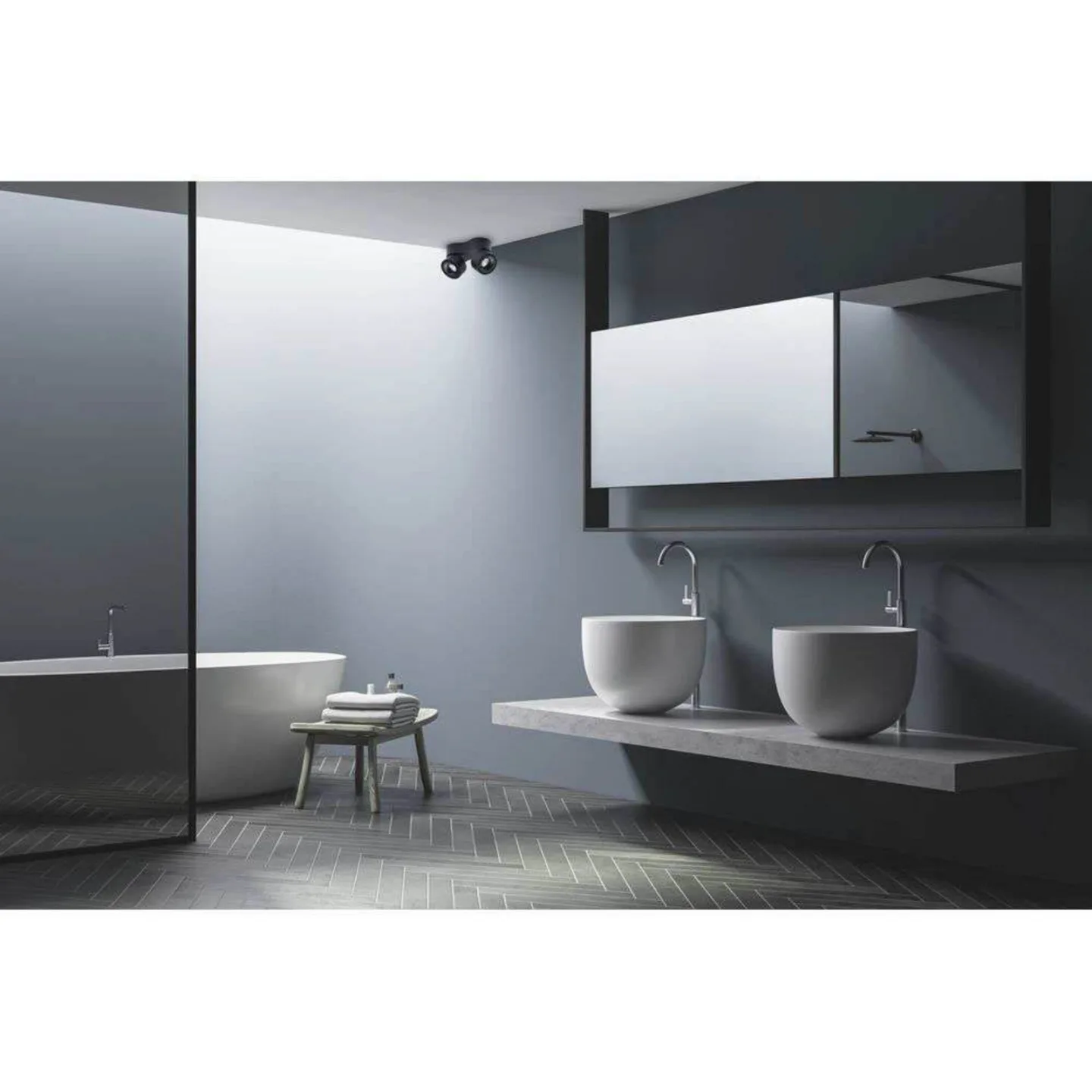 Easy Double W2100 LED-Deckenlampe, DTW, weiß - Antidark - Wohnzimmer - Aluminium