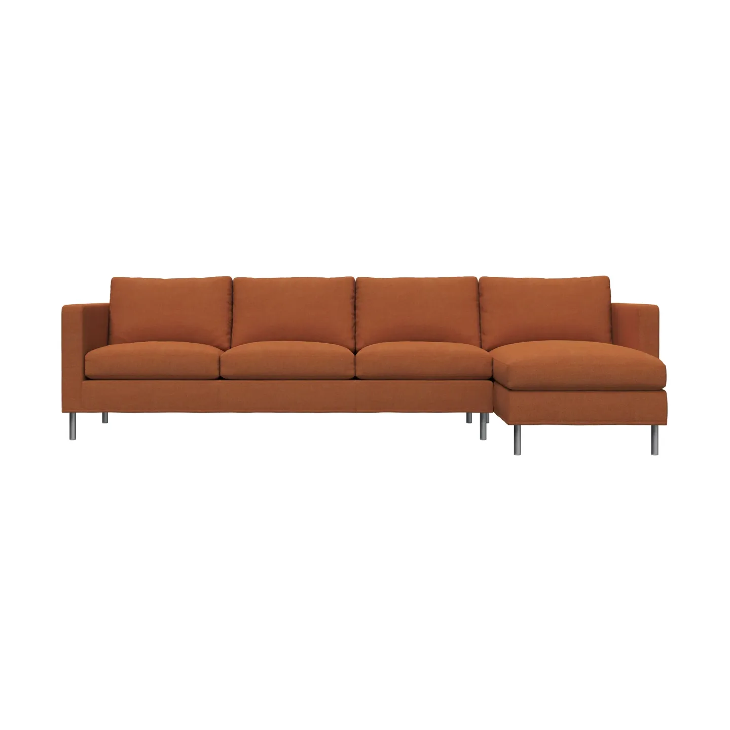 Fogia Alex 3-sitzige Sofa Chaise Lounge rechts Stoff Hiro Rustred-aluminiumbein