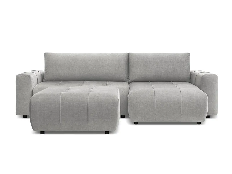 Ecksofa mit Hocker BOBOCHIC ARSENE Samt hellgrau