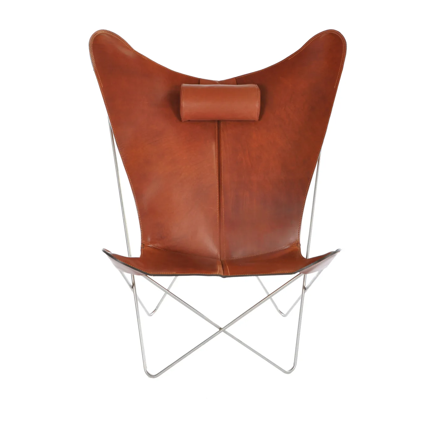 OX Denmarq - Ks Chair, Stainless Steel Frame, Leather: Cognac - Fåtöljer - Dennis Marquart - Brun - Läder/Metall