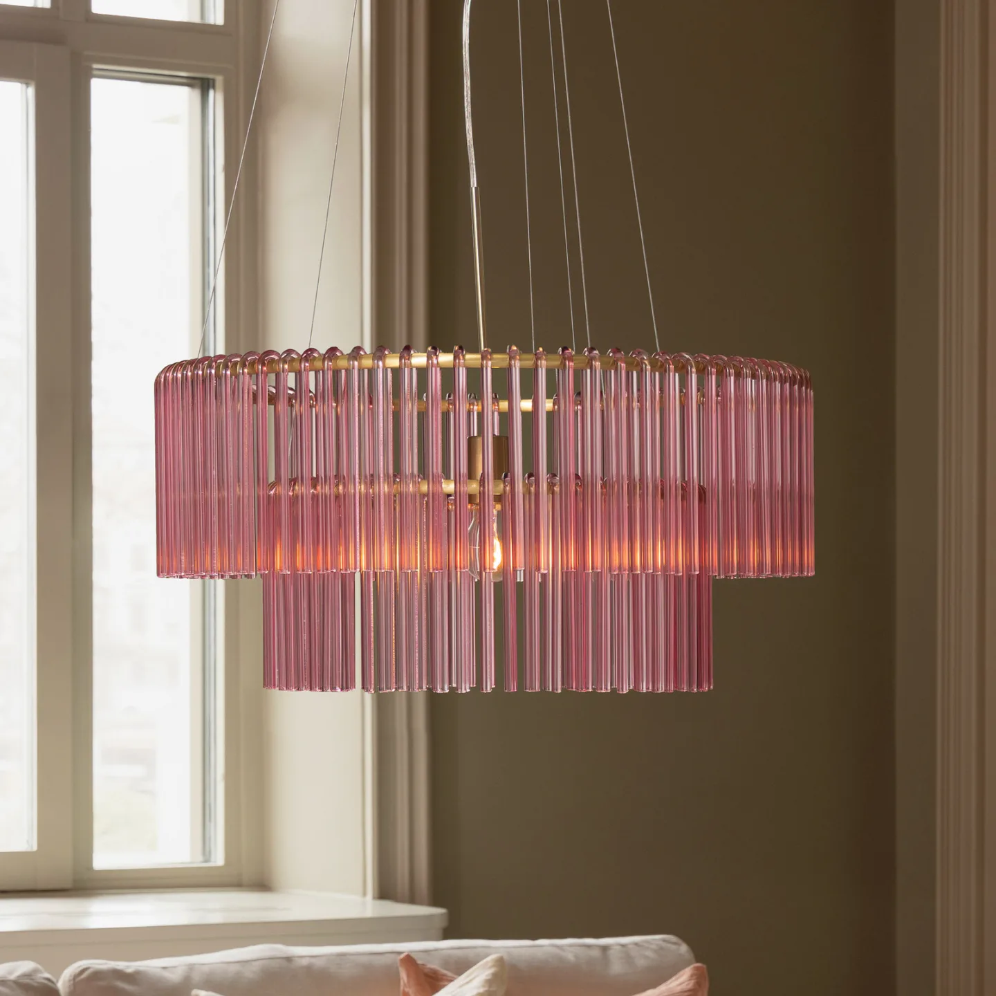 Hook 60 Hängeleuchte Glas pink - Globen Lighting - Wohnzimmer - Skandinavisch - Einflammig