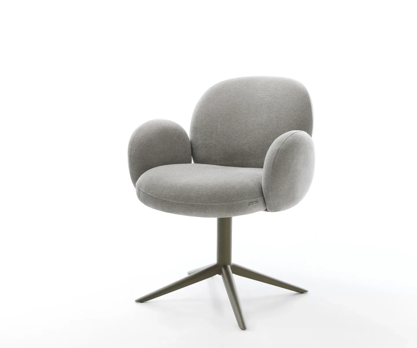Drehstuhl Nube-Flex mit Armlehnen Strukturstoff Soft Grau Fußkreuz Effektfinish Titan 360° drehbar Wippfunktion Taschenfederkern