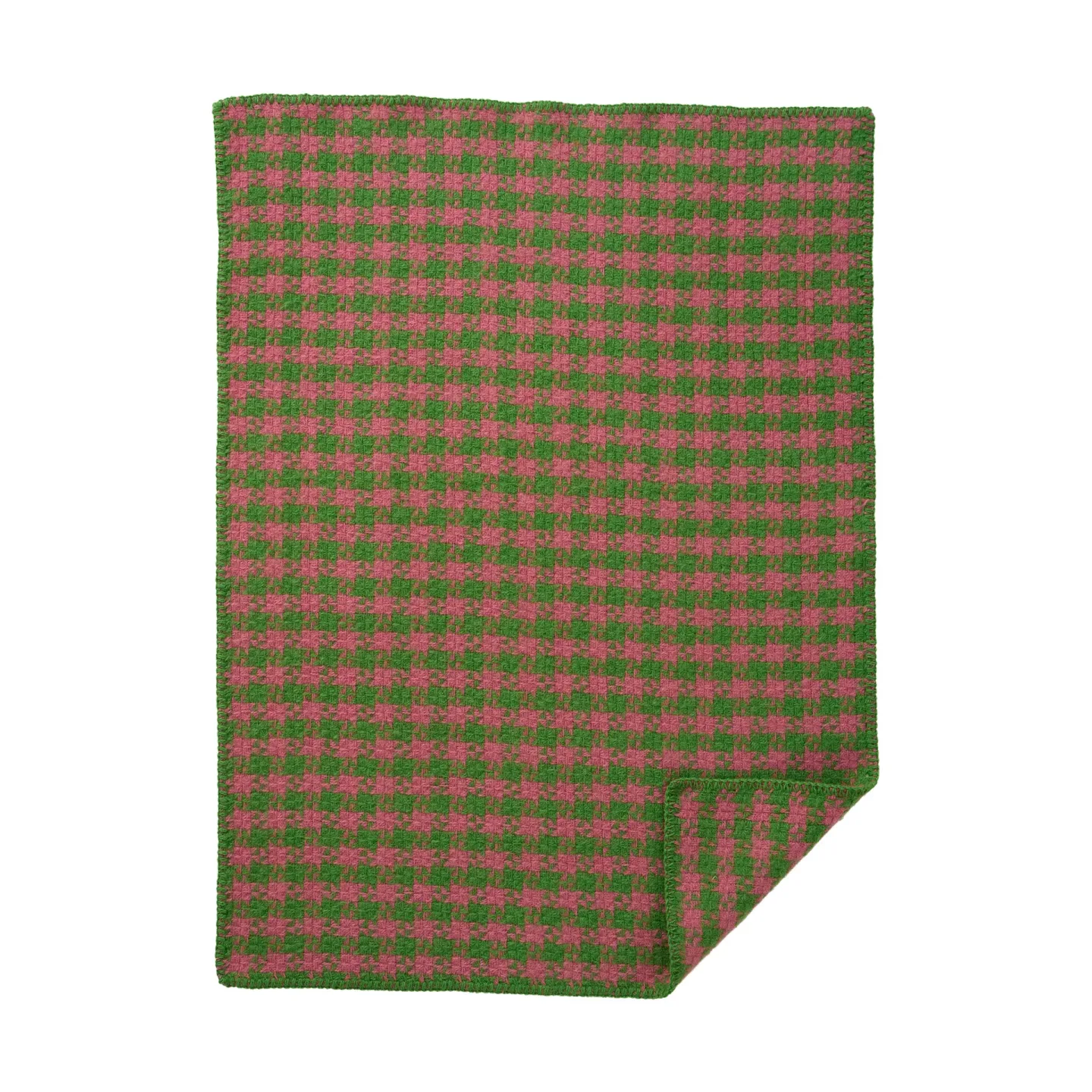 Klippan Yllefabrik Dogtooth barnfilt 65x90 cm Green-pink