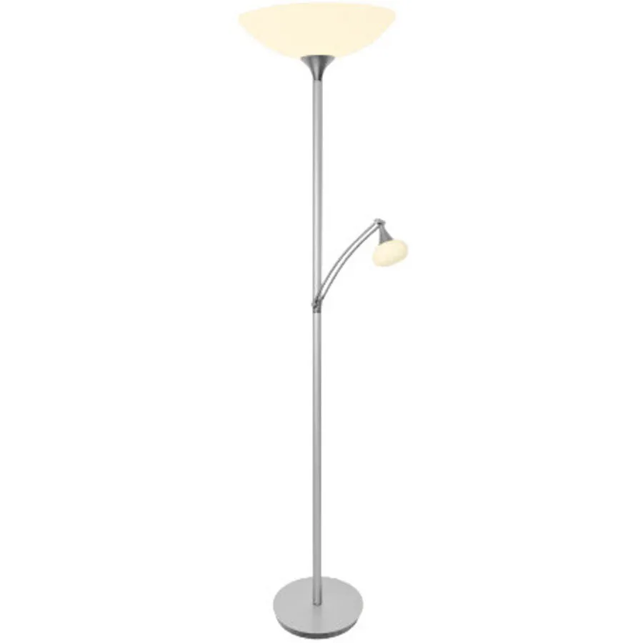 Bankamp Designer-Stehlampe Vera Aluminium/Glas matt 50+3.3W LED - Farbe: Aluminium matt - LED - Lichtfarbe: Warmweiss- LED Energiesparlampe