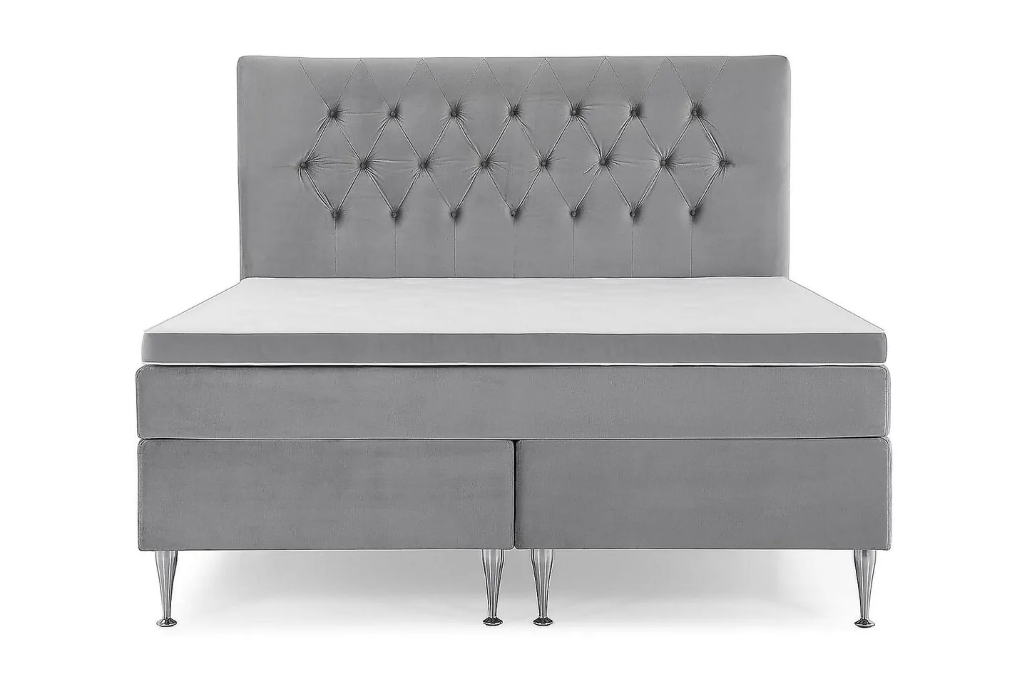 Royal Velvet Komplett Sängpaket 180x200 cm - Ljusgrå med Höga Silverben