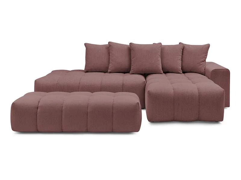 Ecksofa mit Hocker BOBOCHIC MONT-BLANC Stoff chiniert rosa