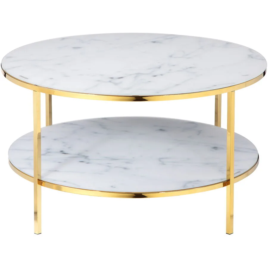 Salontisch Minimill weiss, Gold Glas, Metall B 80 T 80 cm