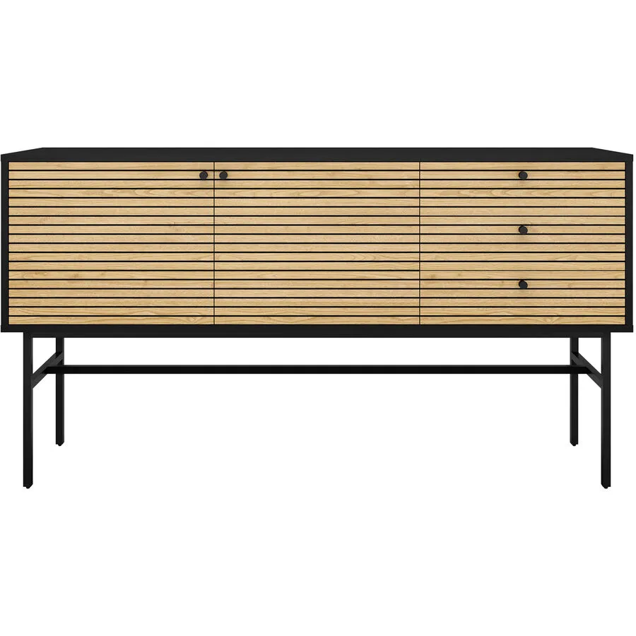 Sideboard Diogo schwarz/Eiche MDF B 160 H 85 cm