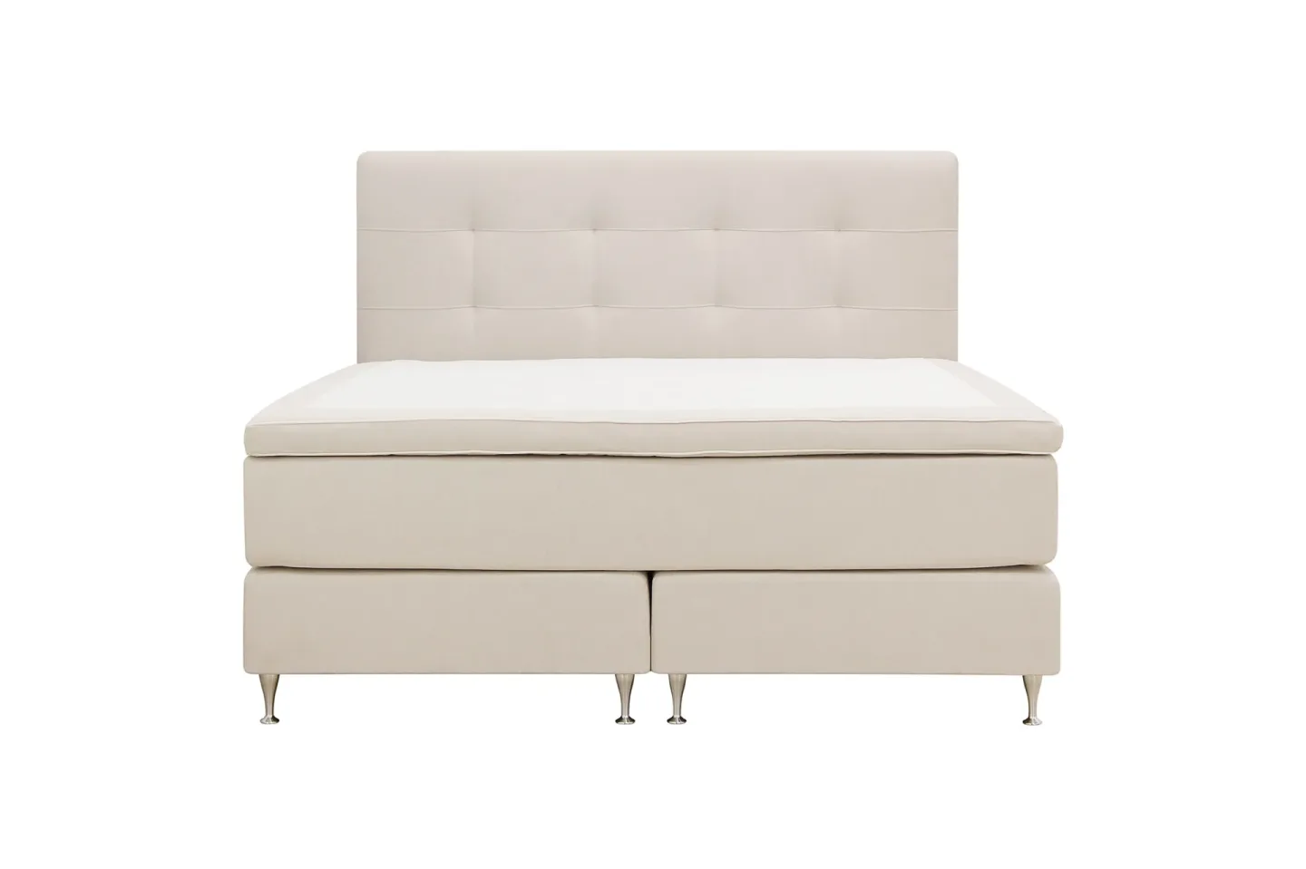 HVILA Premium Komplett Sängpaket 160x200 cm Kontinentalsäng med Sänggavel - Ljusbeige Tyg