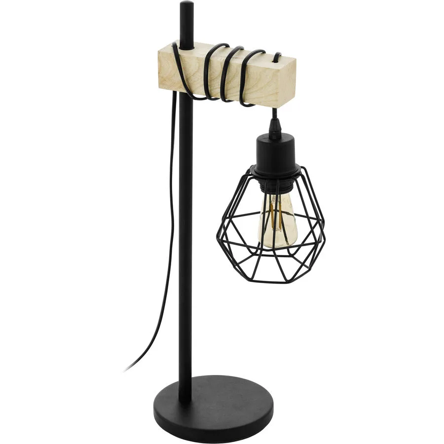 Eglo Tischlampe Townshend 5 Braun/Schwarz Stahl/Holz 15.5 cm 50 cm - Material: Holz/Stahl