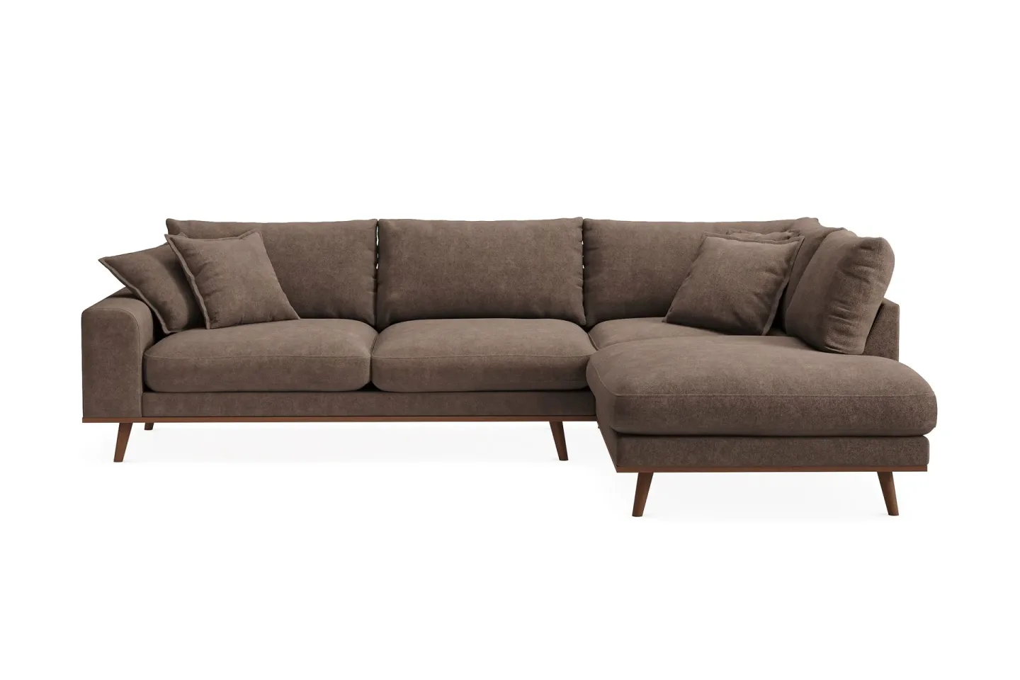 Copenhagen Premium 4-sits Högervänd L-formad Djup Schäslongsoffa i Tyg - Mörkbrun