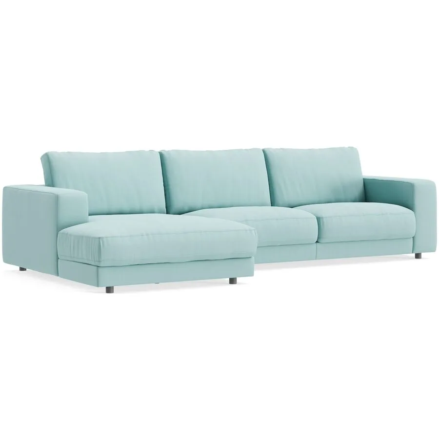Ecksofa Ava Links Bezug: 100% Polyester ice blue B 320 T 170 cm - Möbel Konfigurator: Traummöbel individuell zusammenstellen