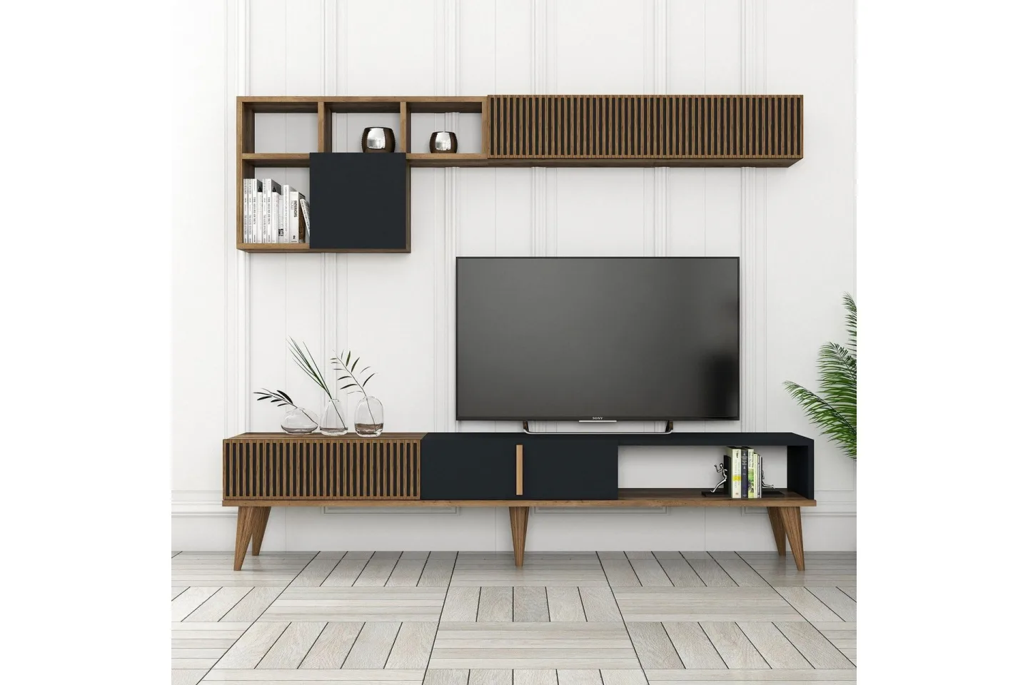 Lissione Tv-bänk 180 cm - Valnöt/Antracit