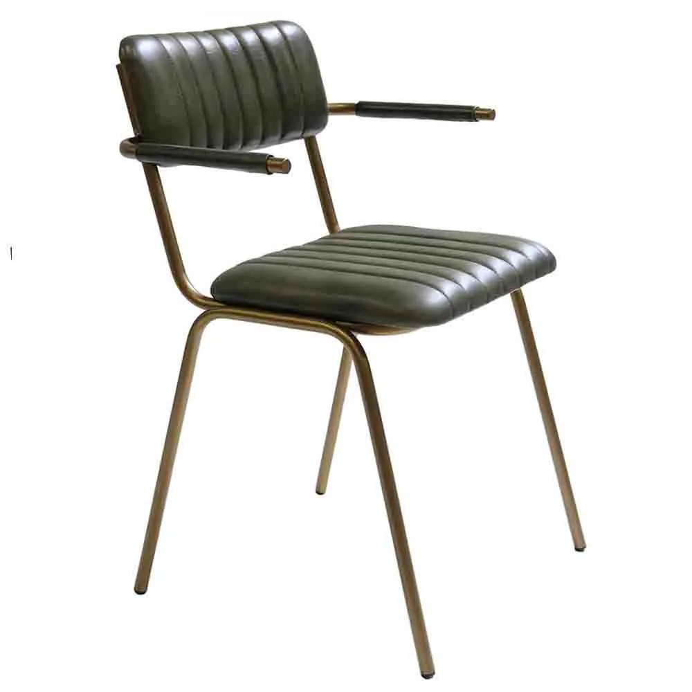 Matstol Diner Grön/Mässing med armstöd Trademark Living