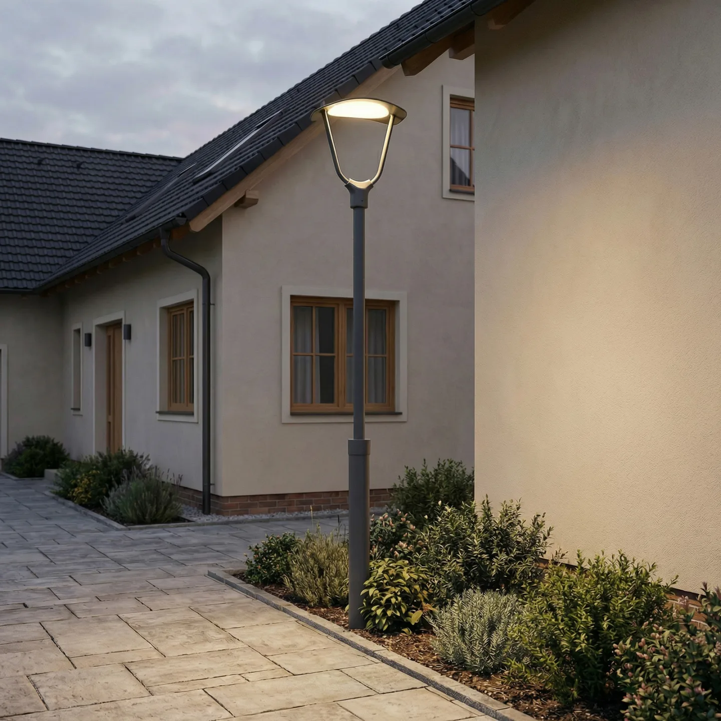 Tarasu LED-Außenleuchte, 250 cm, Aluminium, grau, IP65 - Lucande - Terrasse - Modern - Einflammig