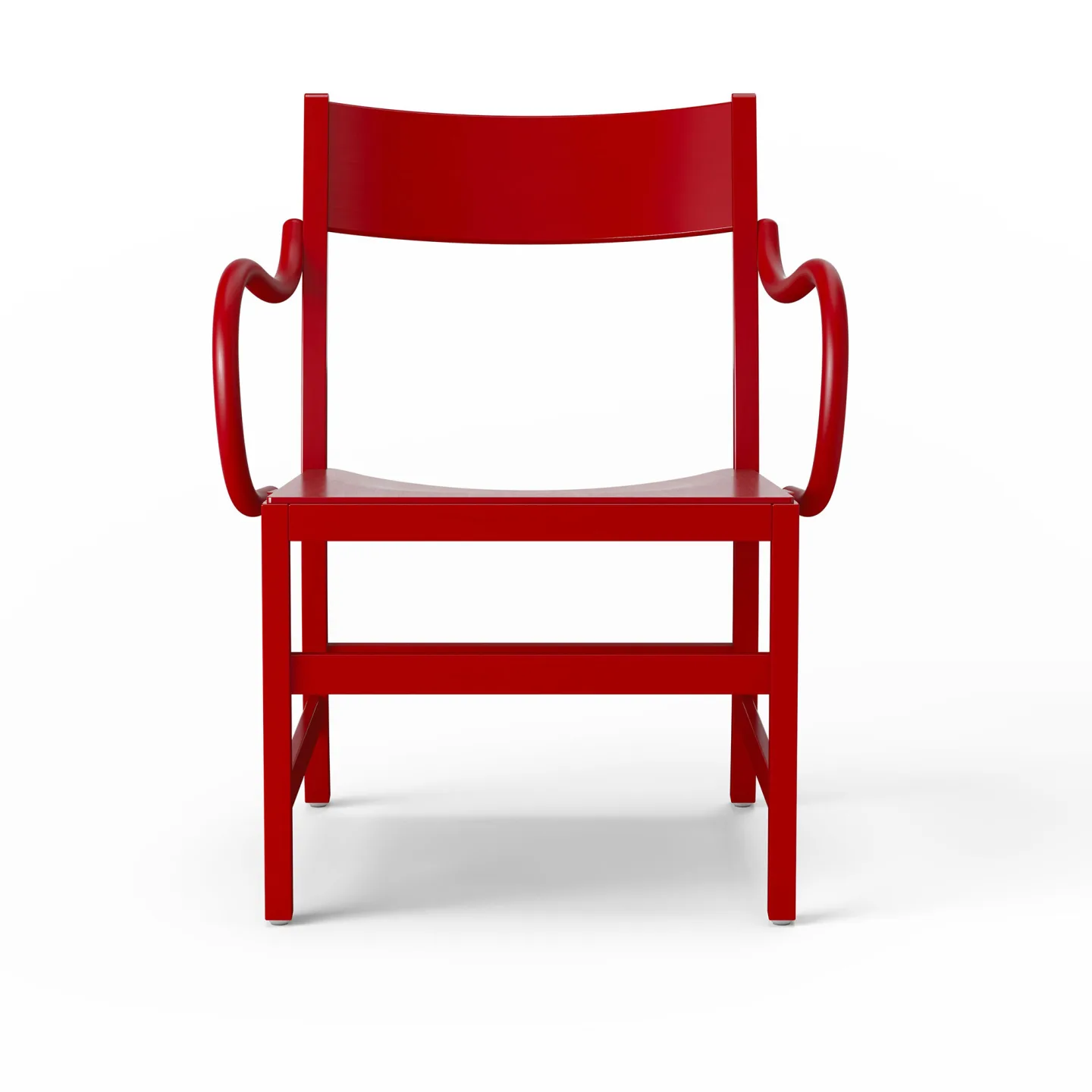 Massproductions - Waiter XL Easy Chair, Red Laquered Beech, Utan klädsel - Fåtöljer - Chris Martin - Röd - Trä