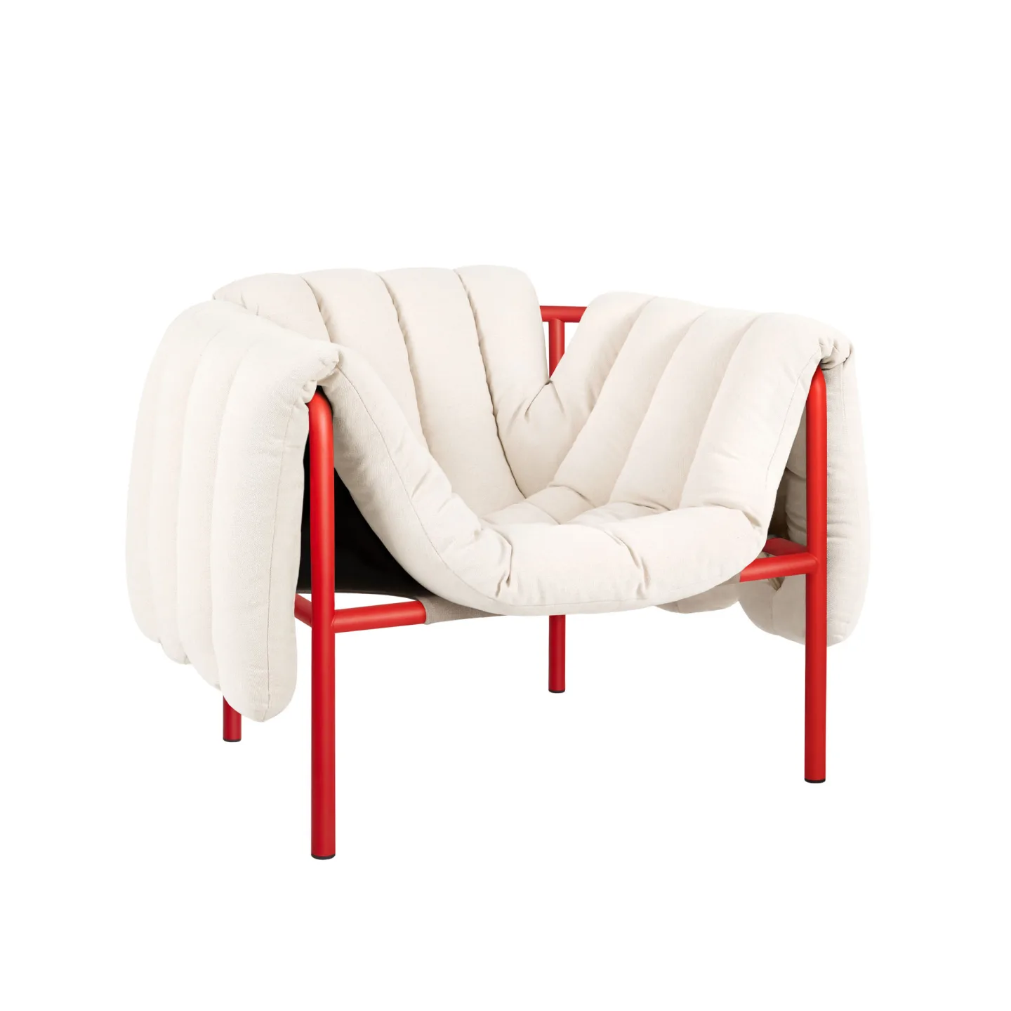 HEM - Puffy Lounge Chair - Natural/Traffic Red - Fåtöljer - Faye Toogood - Röd,Beige - Bomull/Naturmaterial/Metall/Skum/Plast