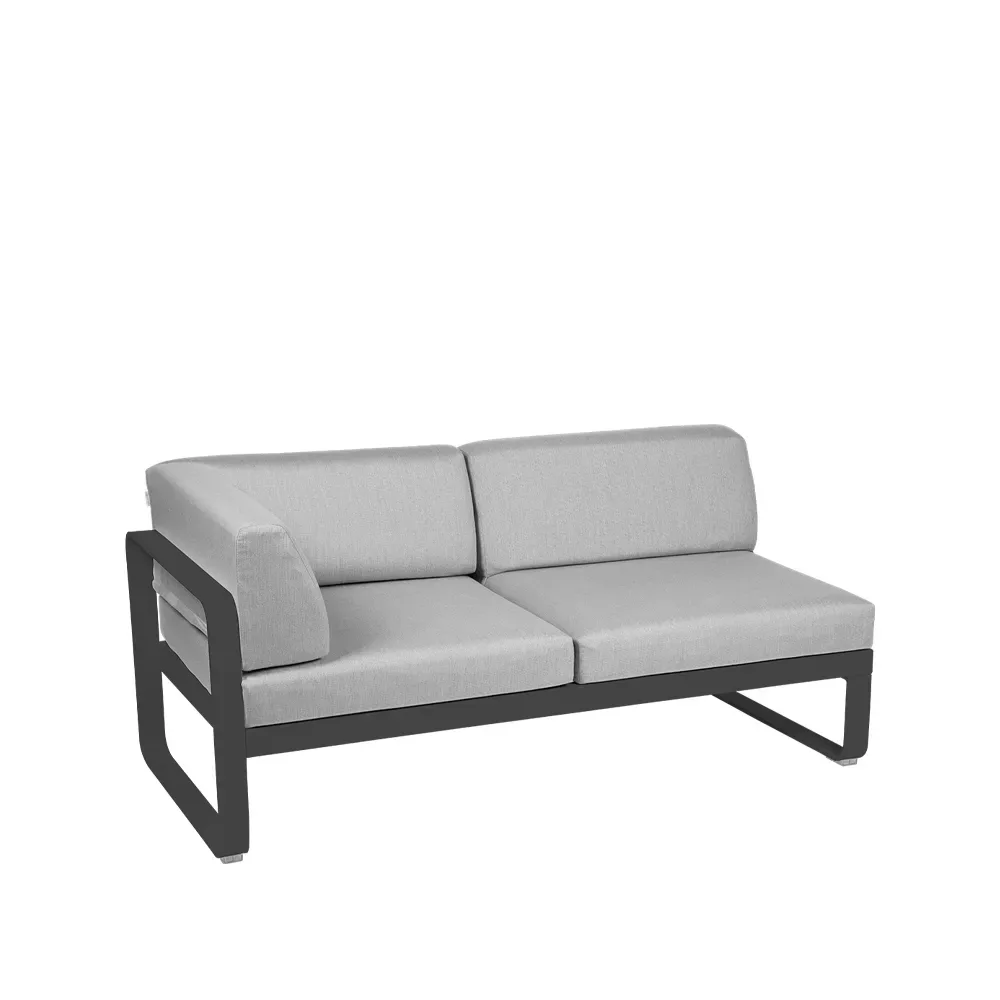 Fermob Bellevie Corner modulsoffa 2-sits Anthracite (grå), flannel grey dyna, vänster