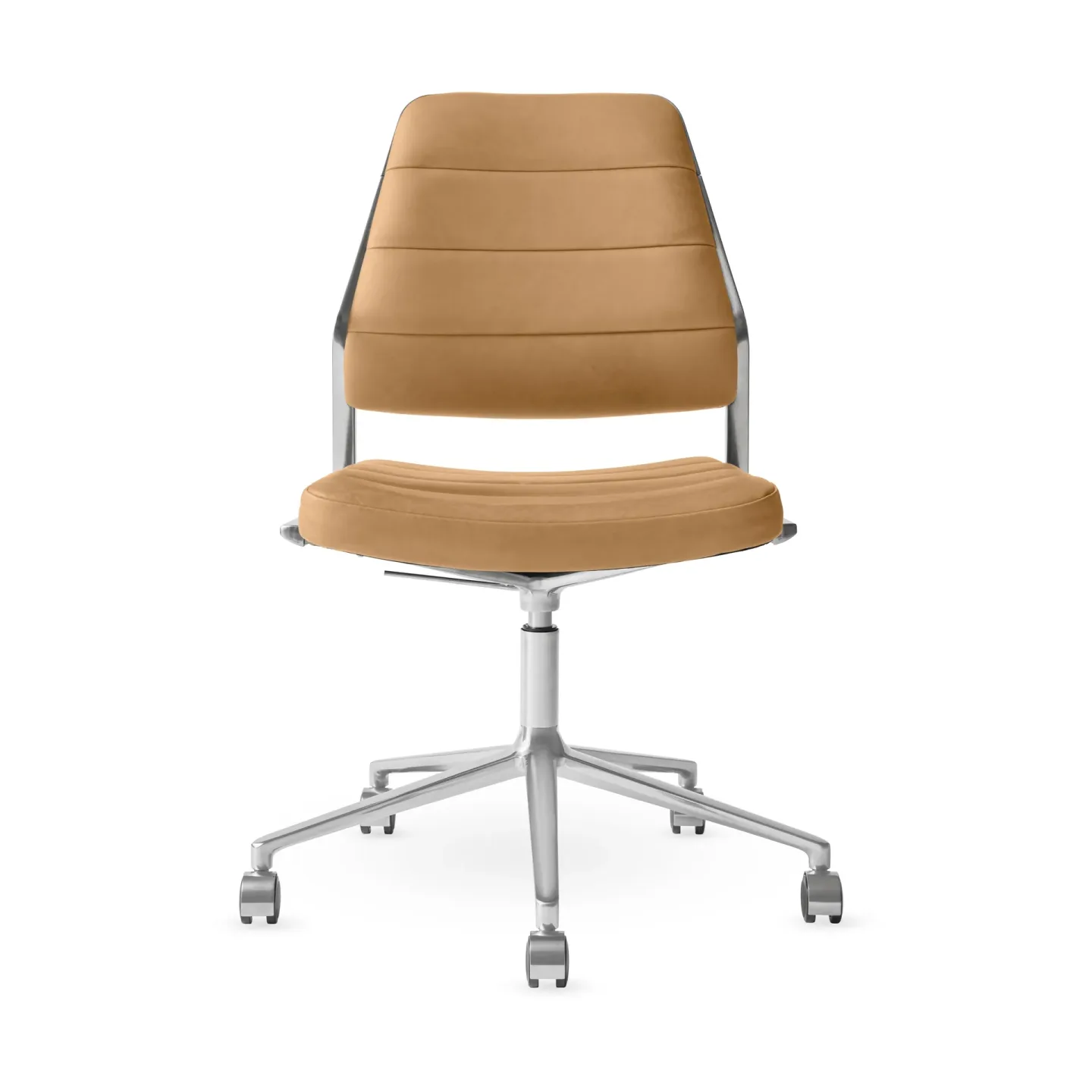 Vipp Vipp454+ Swivel chair kontorsstol med hjul Camel leather-polished aluminium