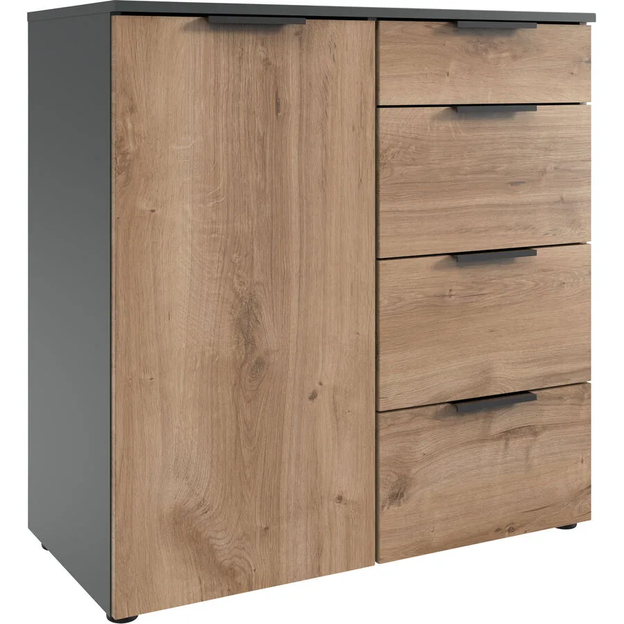 Kommode Sanko Plankeneiche/graphit Holzwerkstoff B 81 H 84 cm