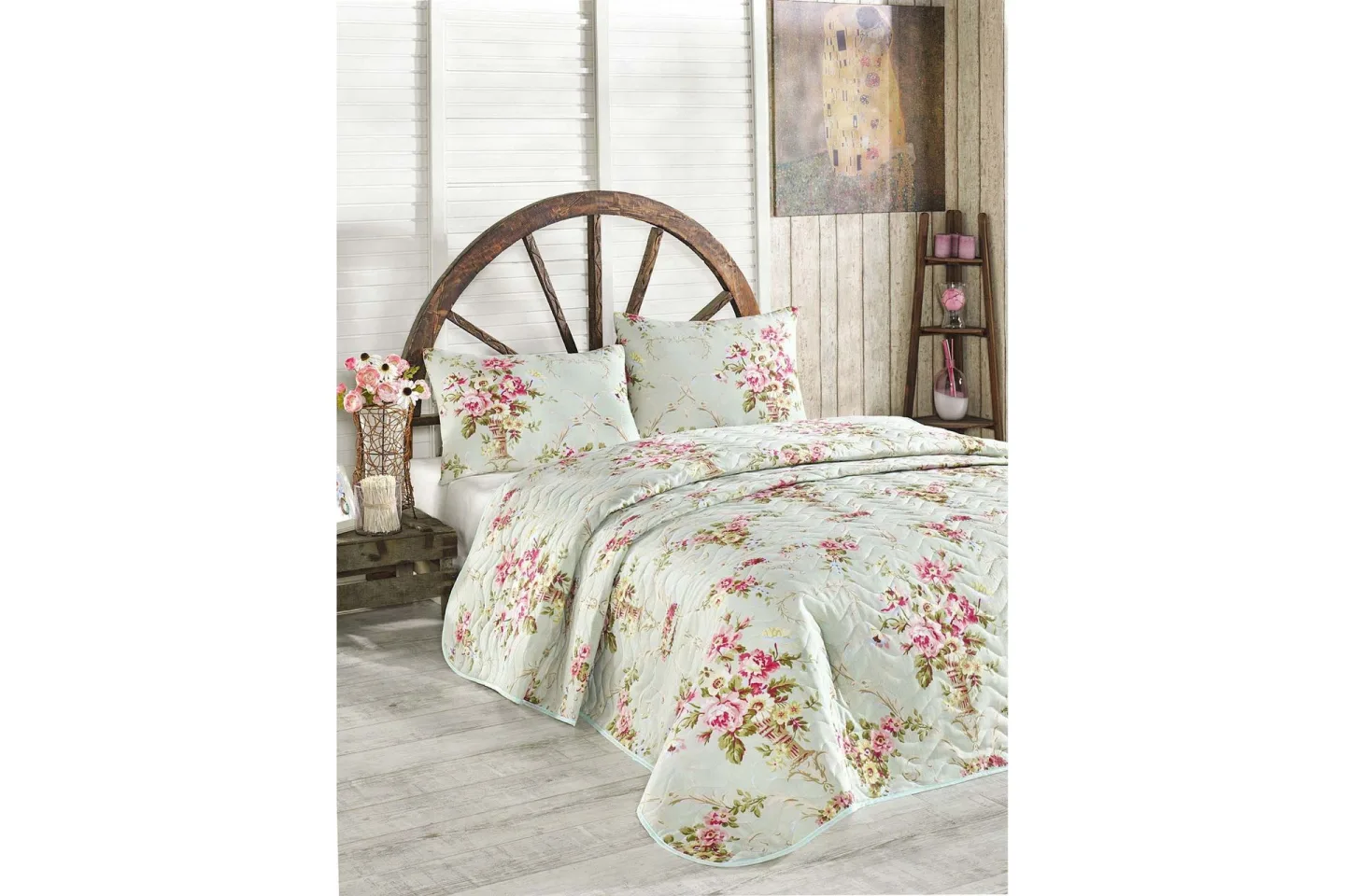 Eponj Home Överkast Dubbelt 200x220+2 Kuddfodral Quiltat - Mint/Rosa/Gul/Grön