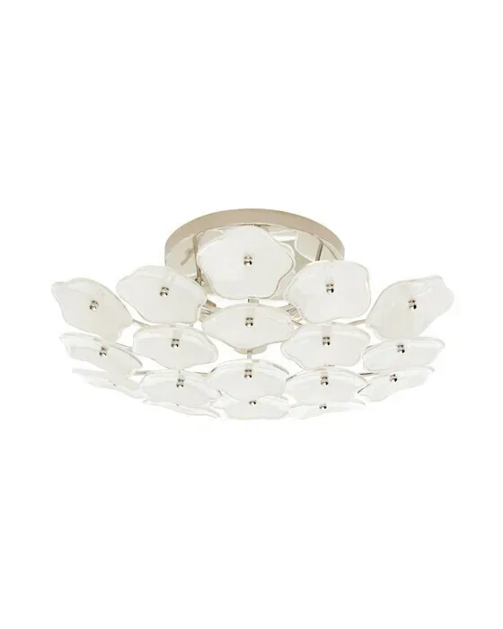 Leighton Flush Mount Polished Nickel/Cream Tinted Glass M