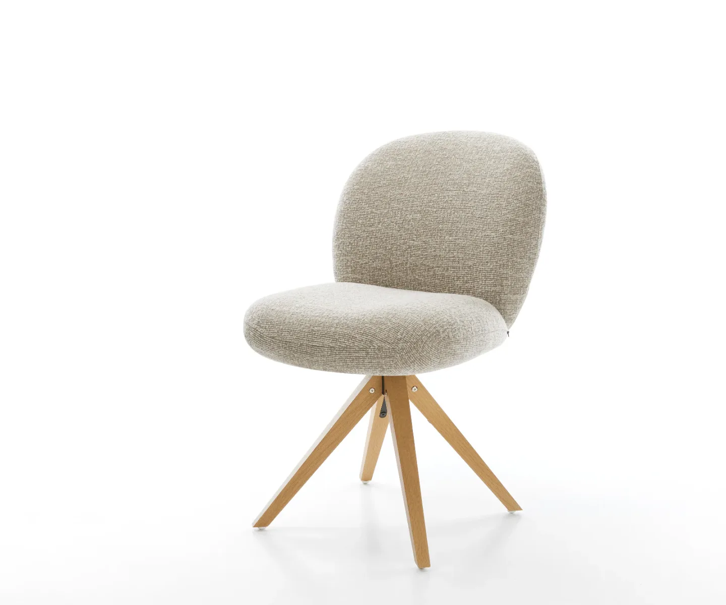 Drehstuhl Nube-Flex Webstoff Soft Beige Holzgestell kantig Natur 360° drehbar Taschenfederkern