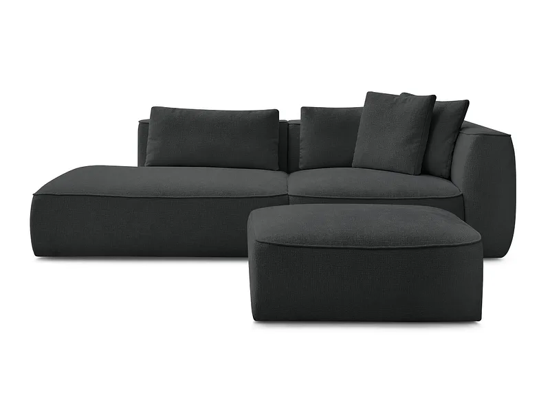 3er Sofa mit Hocker BOBOCHIC LEOPOLD Stoff mit Textur schwarz