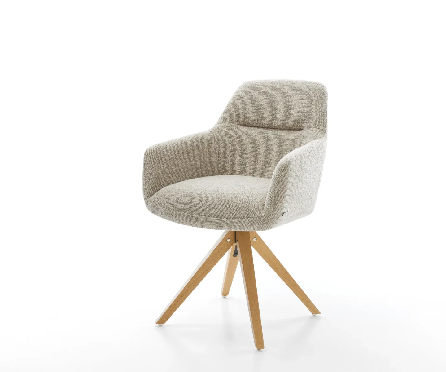 Drehstuhl Pejo-Flex Webstoff Soft Beige Holzgestell kantig Natur 360° drehbar Taschenfederkern