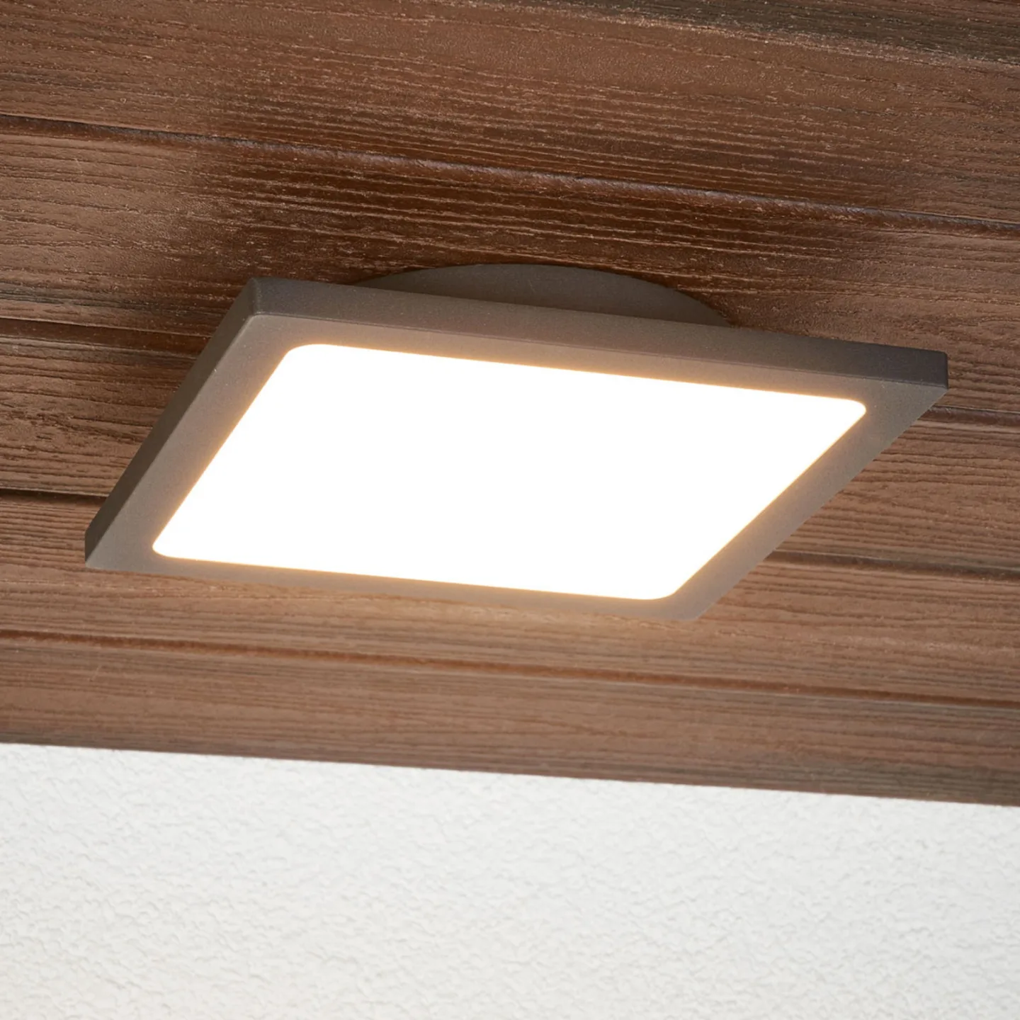 Mabella LED utendørs taklampe, 23 cm, sensor, IP65 - Lucande - Balkong - Moderne - Aluminium - Kantet