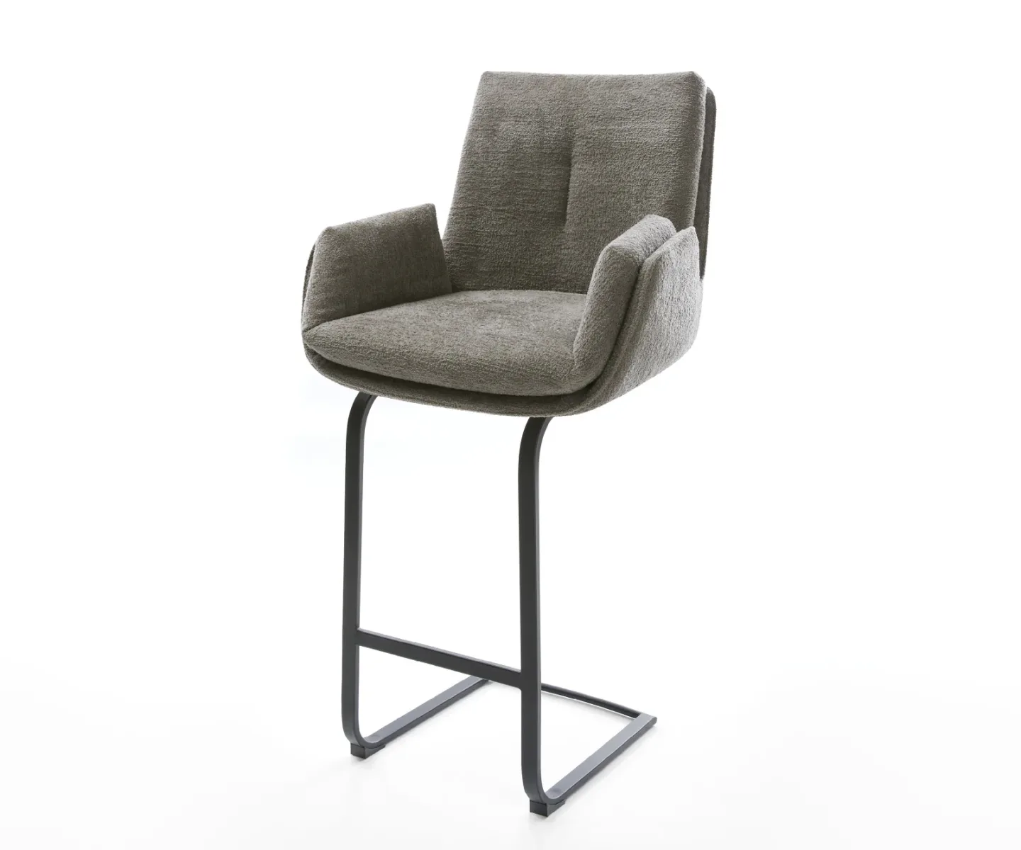 Barstuhl Clea-Flex Bouclé Soft Schlamm Freischwinger Flach Metall Schwarz